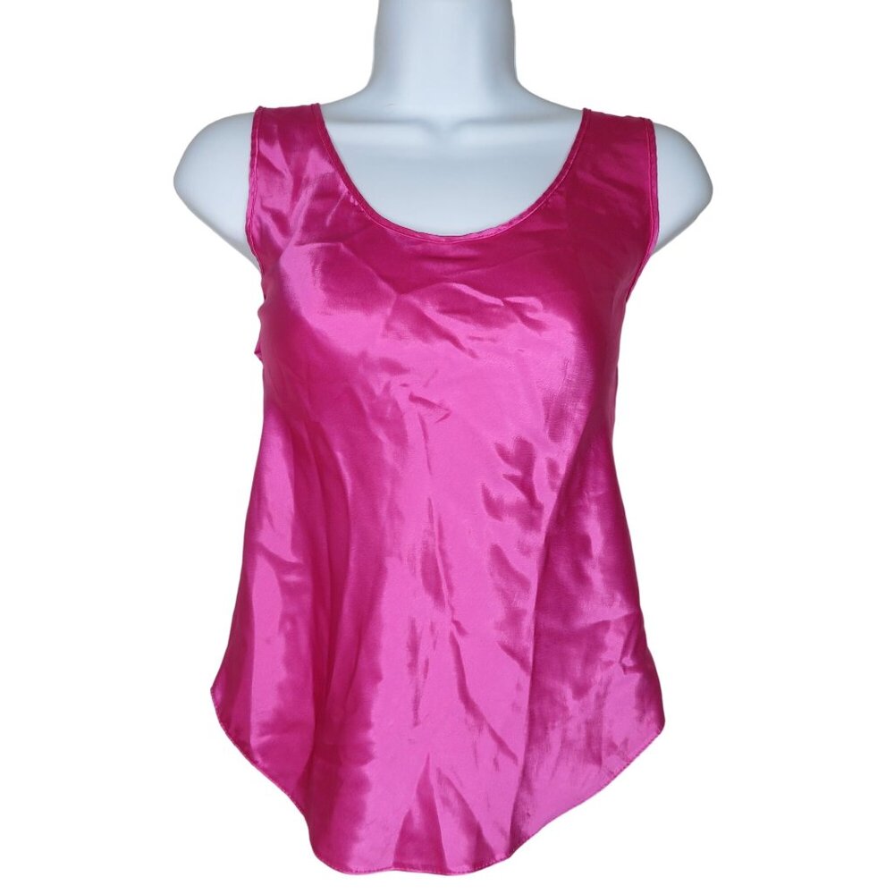 Vintage Indulgence Womens Hot Pink Sleeveless Tank Top Size 32 Small Made In USA